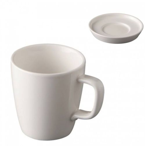 Da Vinci Kaffee 16 cl elfenbeinfarbenes SET. Diese elfenbeinfarbene Tasse und Untertasse sind für den Druck geeignet